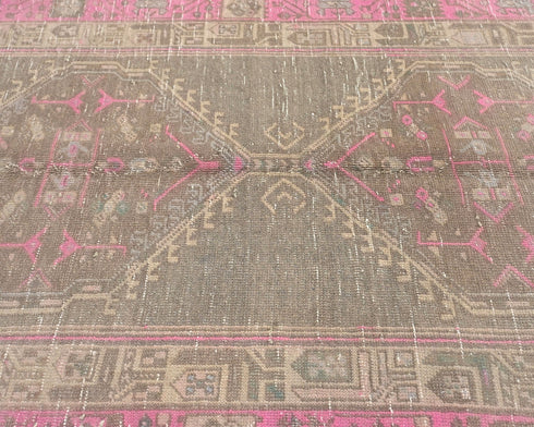 10 Ft Vintage Brown Persian Style Hand Knotted Low Pile Wool Runner Rug